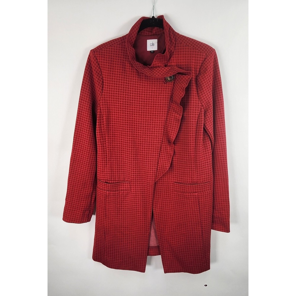 CAbi‎ #3546 Celebration Jacket Womens S Red Houndstooth Classic